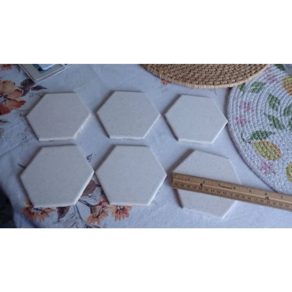 Vintage octagonal tile, beige with speckles. Set of 12.made in the USA